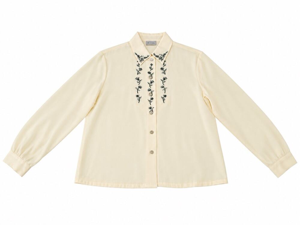 Koret Women’s Large Ivory Embroidered Button Front Blouse Floral Long Sleeve